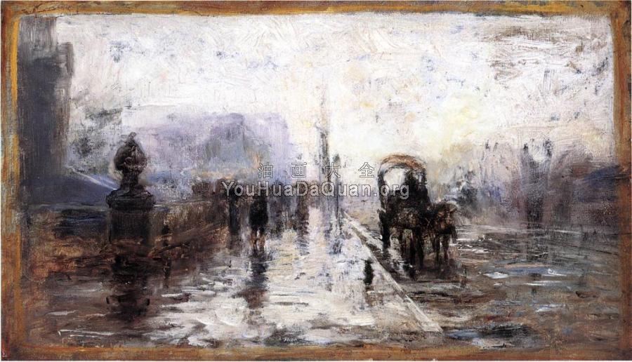 Street Scene with Carriage - 西奥多·克莱门特·斯蒂尔